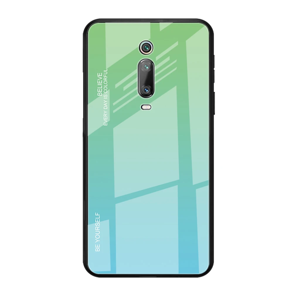 Blue-Green Чехол KEYSION из закаленного стекла с градиентом для Red mi K20 K20 Pro Note 7 Pro aurora, задняя крышка для телефона Xiaomi mi 9T mi 9T Pro mi 9 SE - Цвет: Blue-Green
