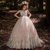 new arrivals flower girls lace appliques long sleeves ball gowns with sash wedding elegant girls holy communion dresses
