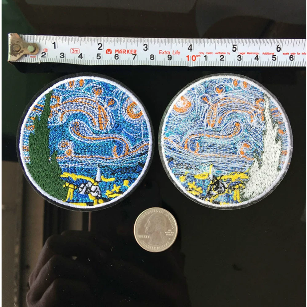 PGY Ван Гог масляная живопись звездное небо нашивки одежда Абстрактная Железная