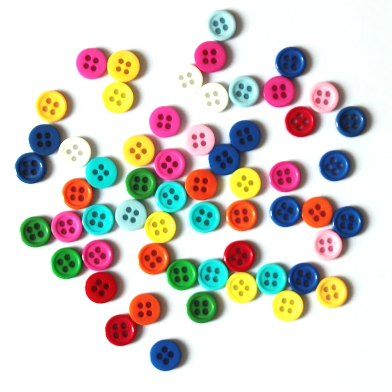 200 шт./лот разнообразные полимерные пуговицы с 4 отверстиями 9 мм швейные