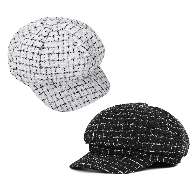 Женская шерстяная шапка baker модная восьмиугольная шляпа унисекс ретро клетчатая