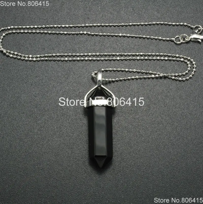 Натуральный черный оникс шестигранные драгоценные камни острый целительная