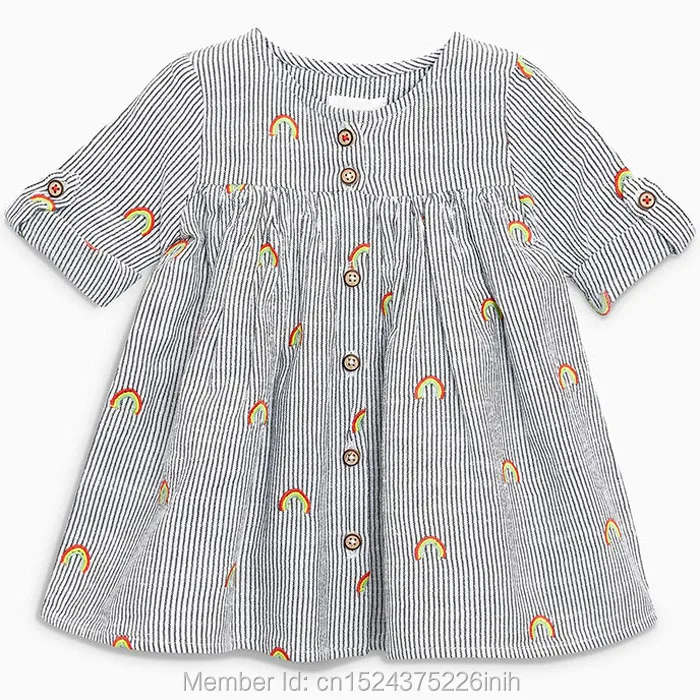 Осеннее платье для маленьких девочек из 100% хлопка с длинным рукавом весеннее