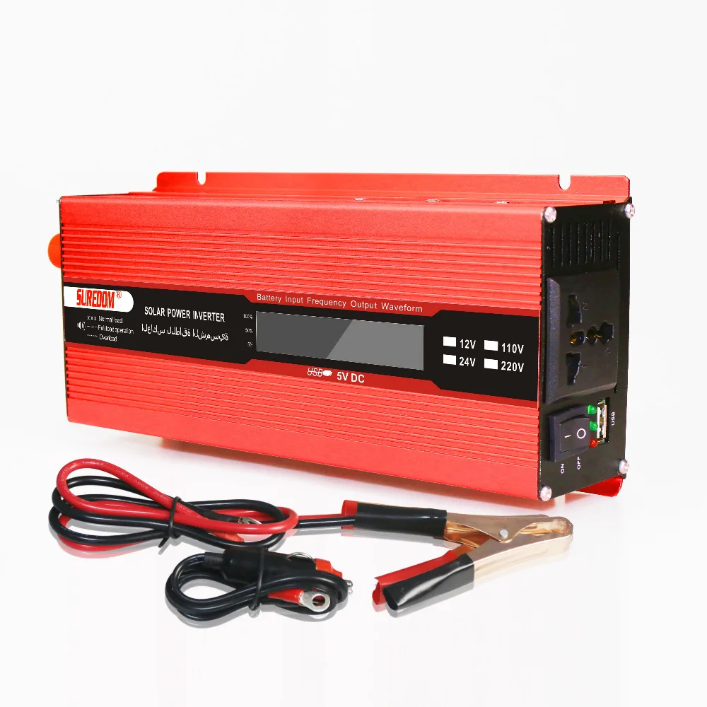 Автомобиль Мощность Инвертор 1500 Вт DC 12 В 24 к AC 110 V 220 с USB зарядное гнездо и ЖК