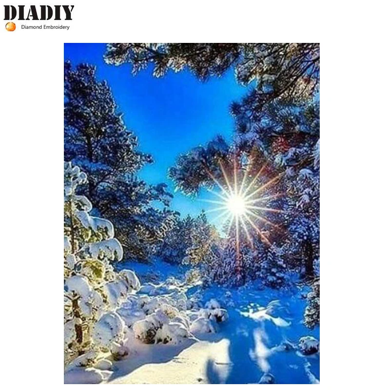 DIADIY Алмазная мозаика снежное дерево 5d алмазная вышивка зимнее семейное