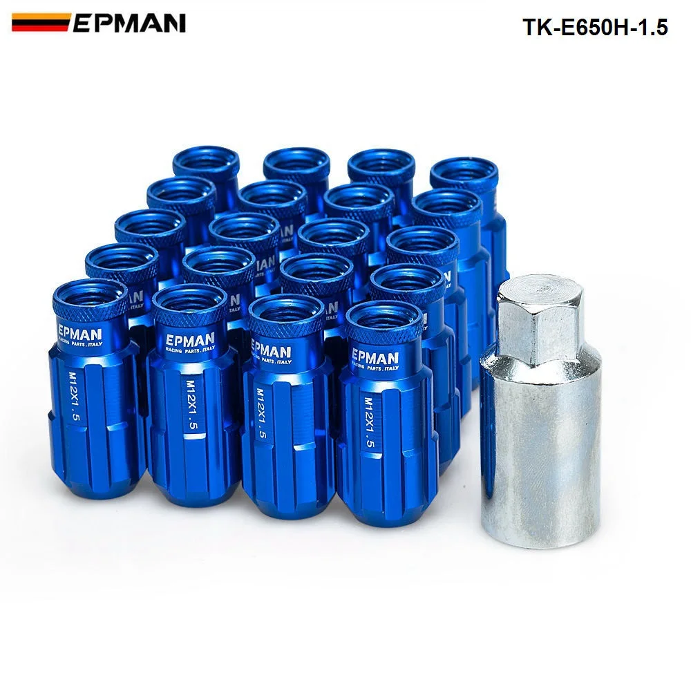 Синий Спортивный EPMAN Racing алюминиевые стопорные гайки 20 шт 12x1,5 Вт/ключ Универсальный Подходит для Honda Civic Toyota Ford TK-E650H-1.5 - Название цвета: Синий