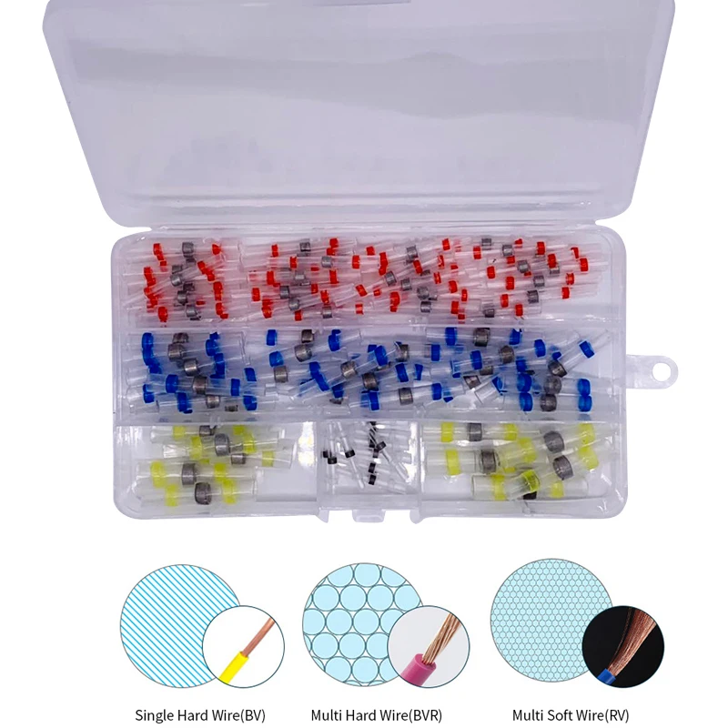 

50/100pcs/Mixed Heat Shrink Sordering Terminals Waterproof Seal Solder Sleeve Tube Electrical Wire Insulated Butt Connectors Kit