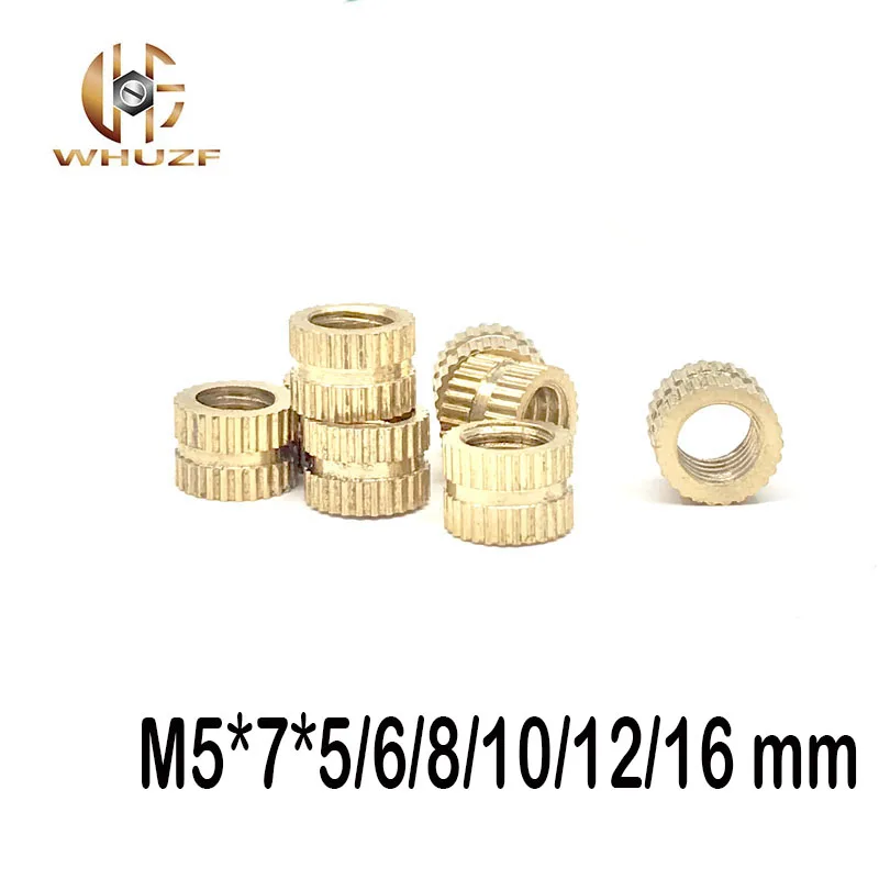 

30pcs M5*7*5/6/8/10/12/16 mm OD 7mm brass copper insert nut embedded copper Injection molding knurled nut
