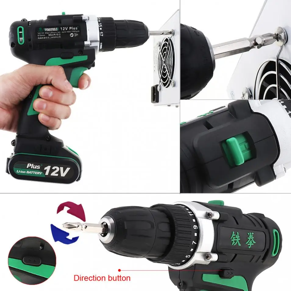 Беспроводная электрическая дрель шуруповерт с перезаряжаемой литиевой батареей