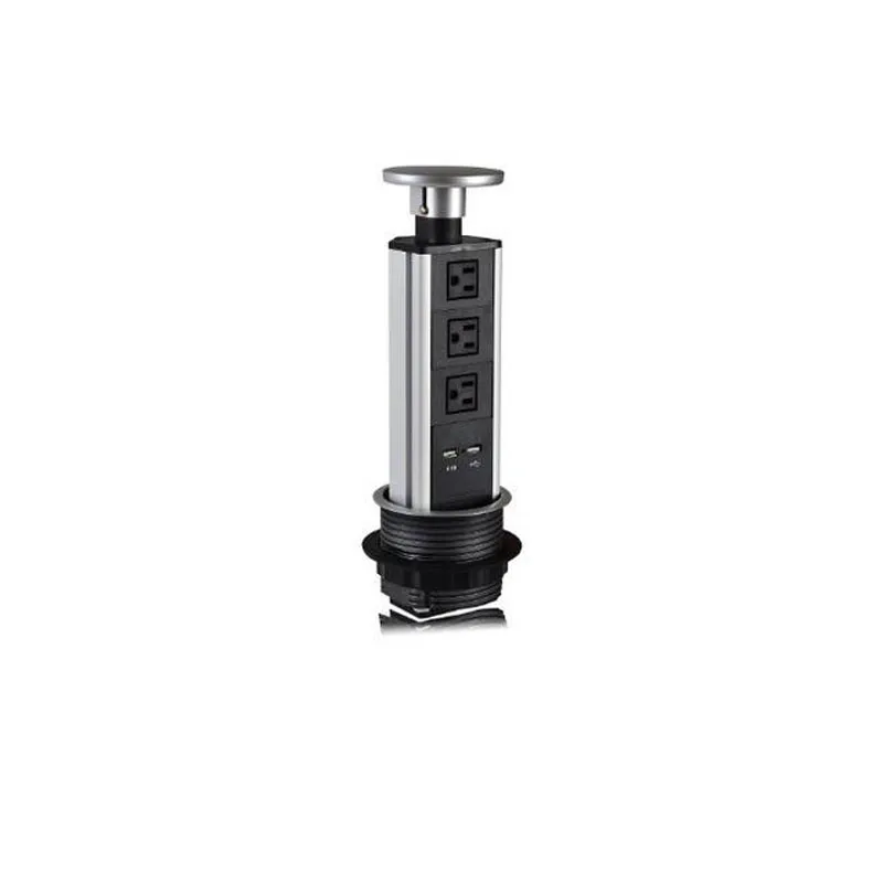 4 розетки/3 розетки/2 розетки+ 2 USB растягивающаяся розетка для кухни настольная столешница алюминиевый сплав серебряный корпус