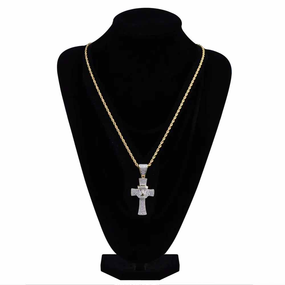 Хип-хоп раппер микро AAA+ CZ ледяной выход Bling Золотая Корона Лев крест кулоны ожерелья для мужчин's Signet ювелирные изделия