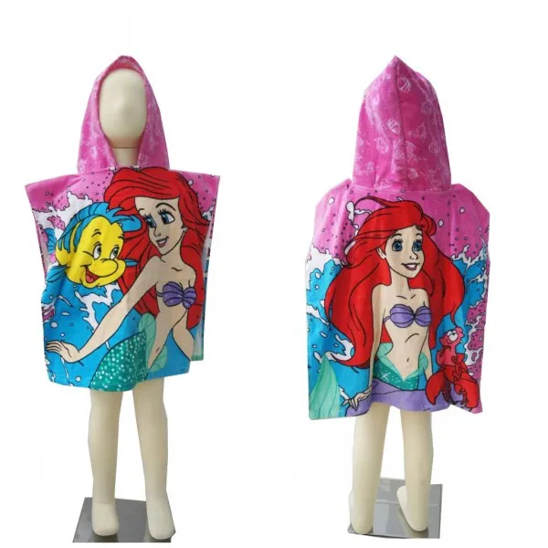 Disney маленькая Русалочка Ариэль и камбала малыша с капюшоном банное полотенце халаты для девочек обертывание покрытие для душа пляжное полотенце - Цвет: ariel and flounder