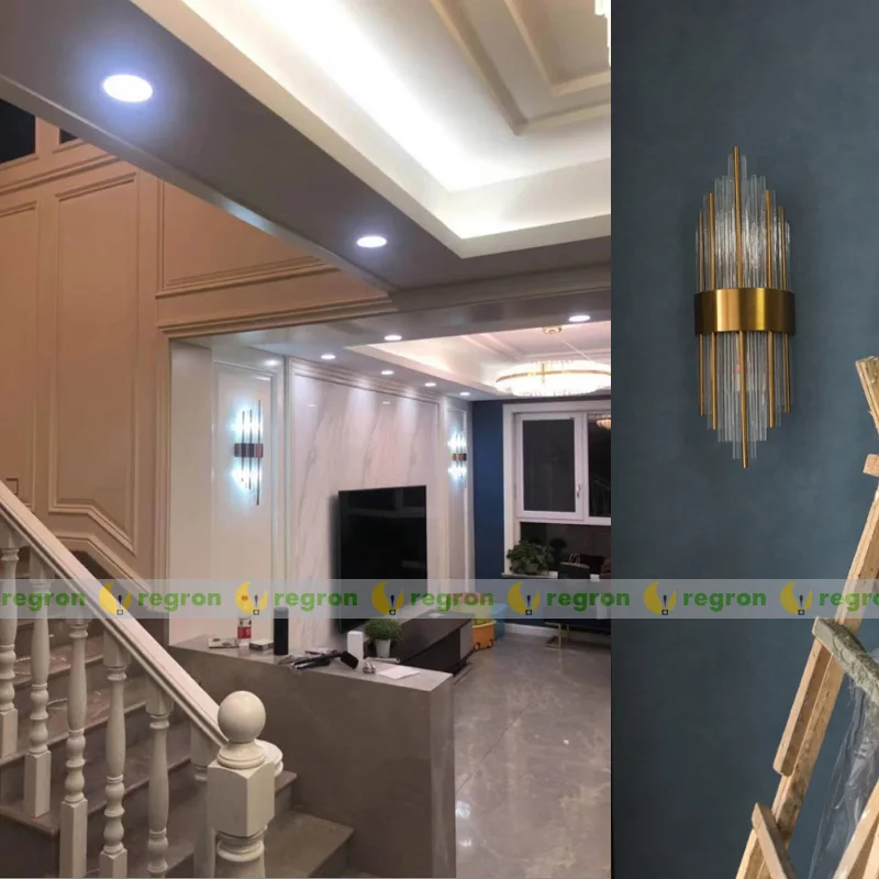 Простой светильник в стиле постмодерн роскошный настенный с кристаллами