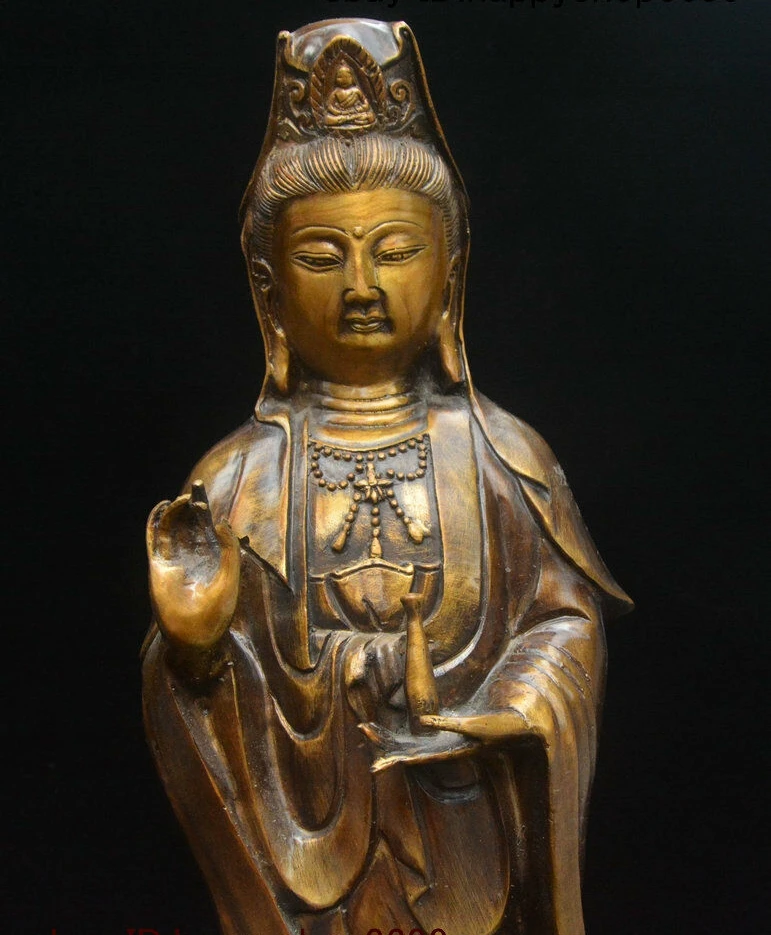 Китайская Бронзовая статуэтка Бодхисаттва из Гуаньинь авалокитвары|Статуи и