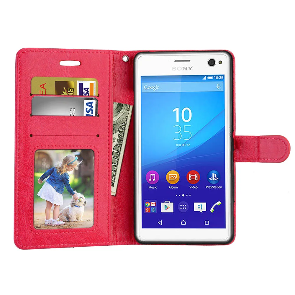 Для sony Xperia C4 Dual E5333 E5306 E5303 E5353 E5343 E5363 чехол для sony Xperia C4 кошелек Флип из искусственной кожи чехол для телефона s - Цвет: Red
