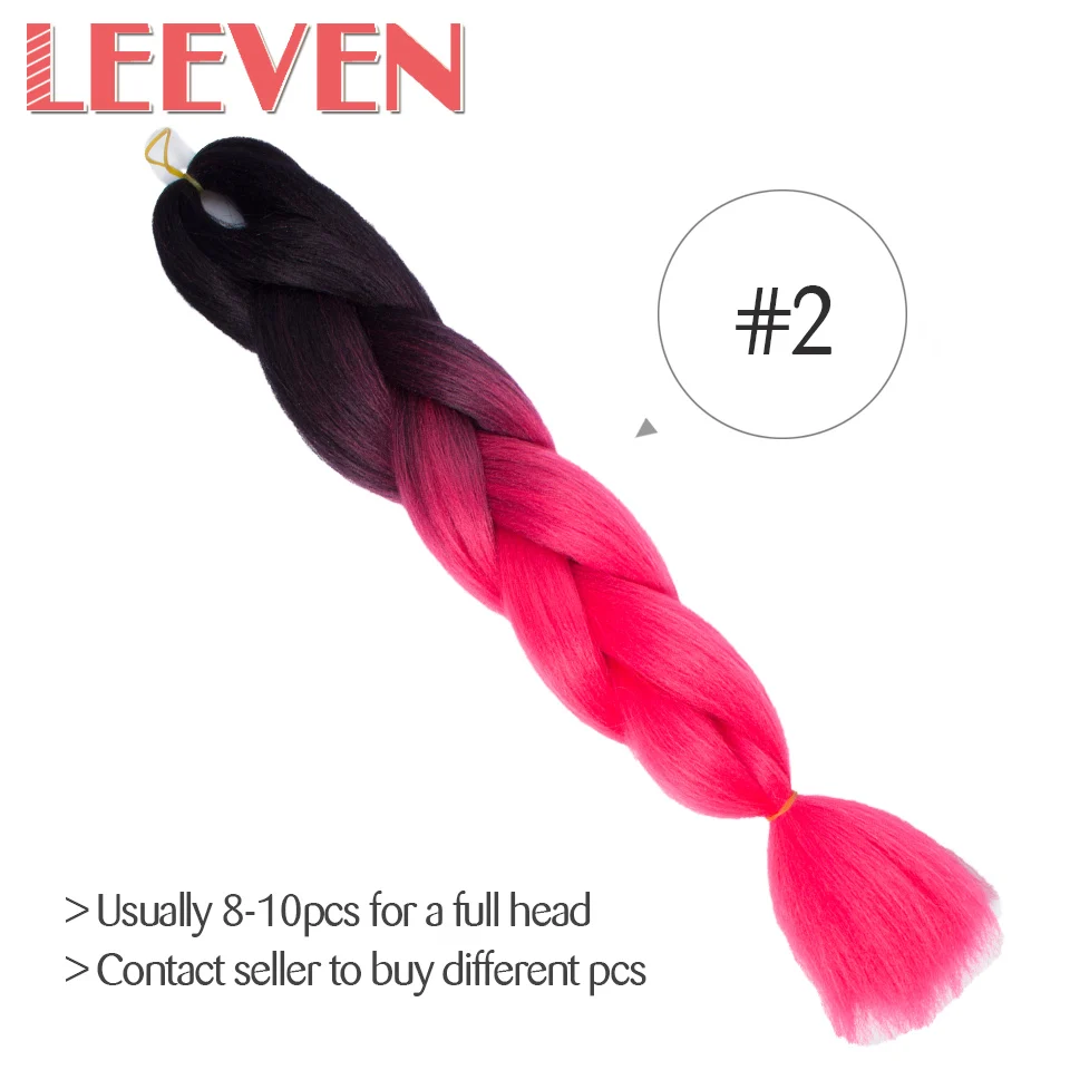 Leeven, 24 дюйма, огромные косички, волосы, синтетические, Омбре, косички, наращивание волос, 1 шт., крючком, косички, волосы, выразительное волокно, голубой, розовый - Цвет: T1/35