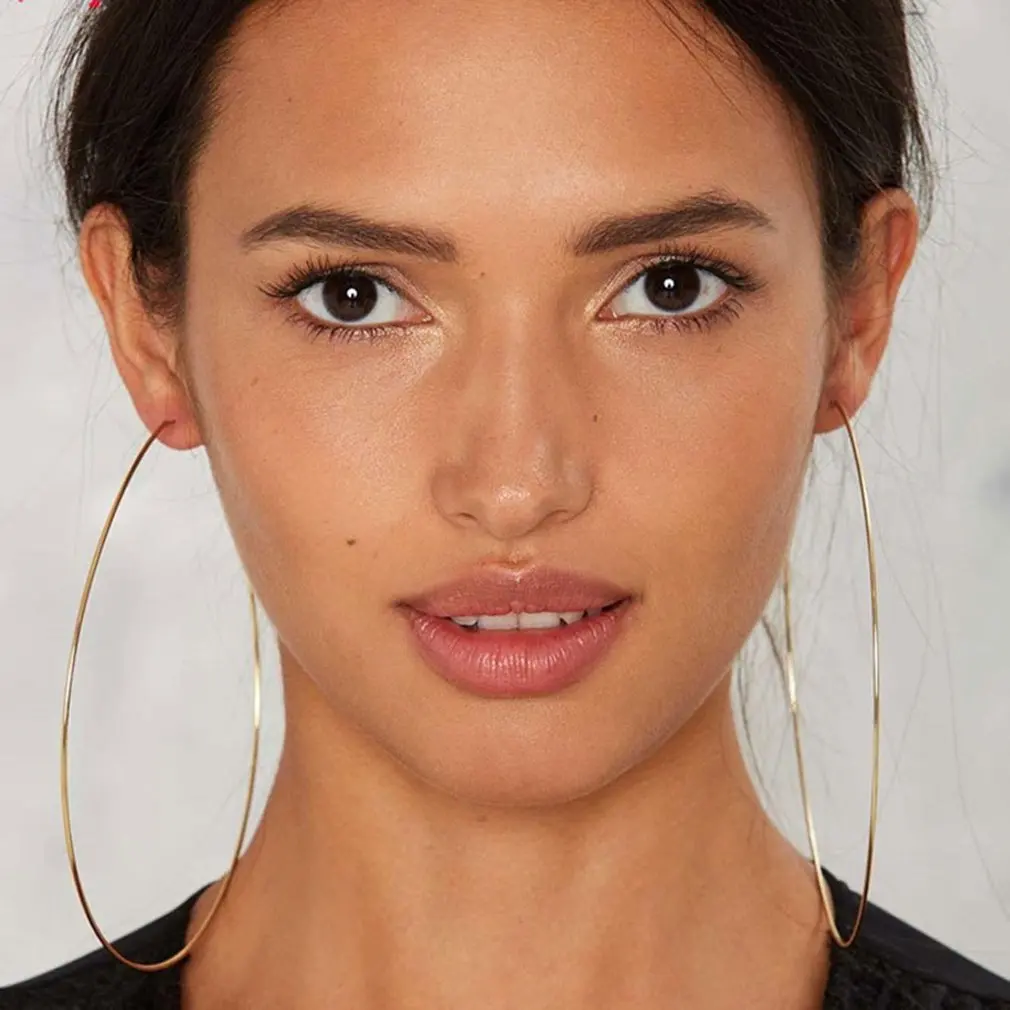 Большие Круглые Гладкие серьги кольца 10 см модные женские большие круглые