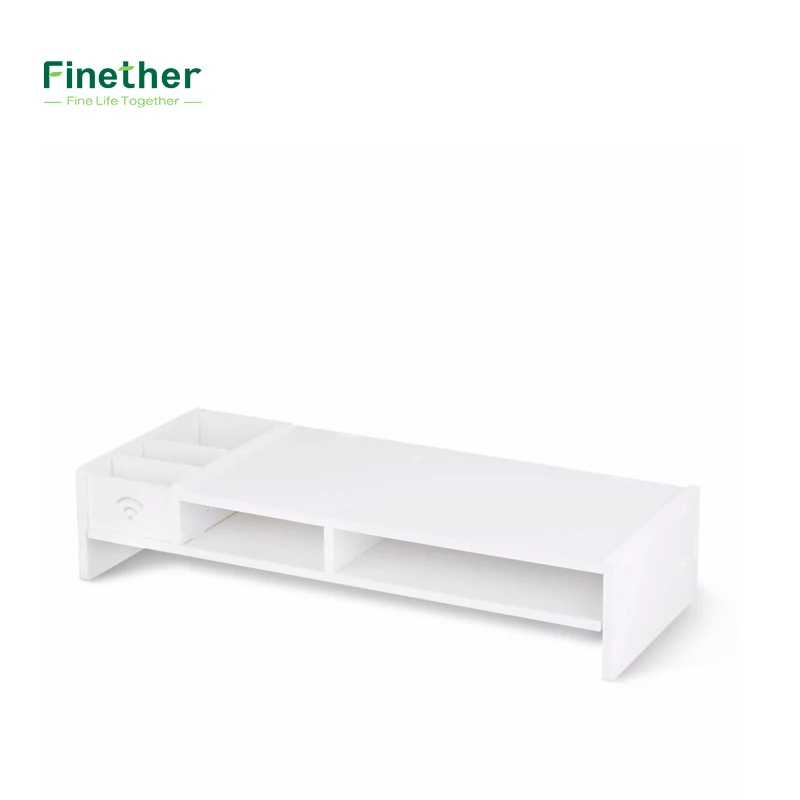 Finether Wood Plastic Composite Computer Monitor Stand Desktop Organizer Rack with 5-Compartment Storage for Office Supplies | Дом и сад