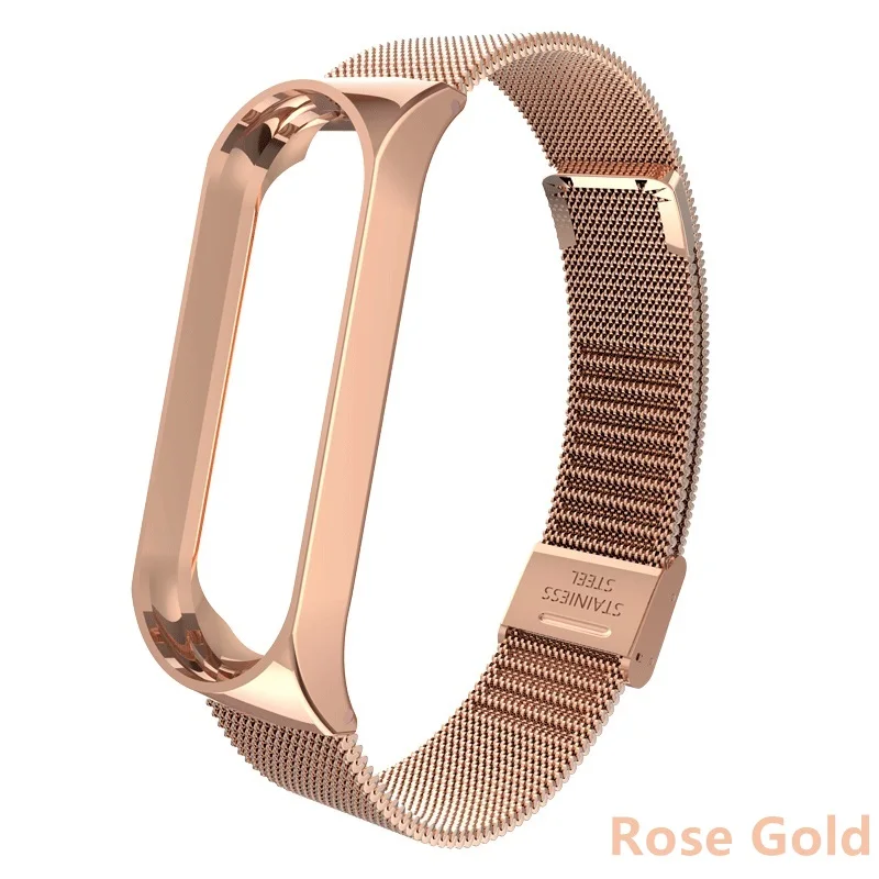 Buckle-Rose gold Mi band 4 ремешок для Xiaomi mi band 3 умный браслет металлический браслет из нержавеющей стали ремешок для Xiaomi mi band 4 mi band 3 умный Браслет - Цвет: Buckle-Rose gold