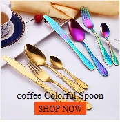 coffee spoon Colorful Spoon Long Handle Flatware Coffee Drinking Tools Kitchen stainless steel fork chopsticks drop shipping