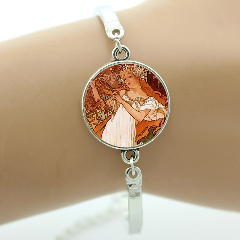 Браслеты TAFREE Alphonse Mucha с изображением девушки и цветка лилии, модный элегантный браслет, браслеты для девушек и женщин, подарки, ювелирные изделия NS389