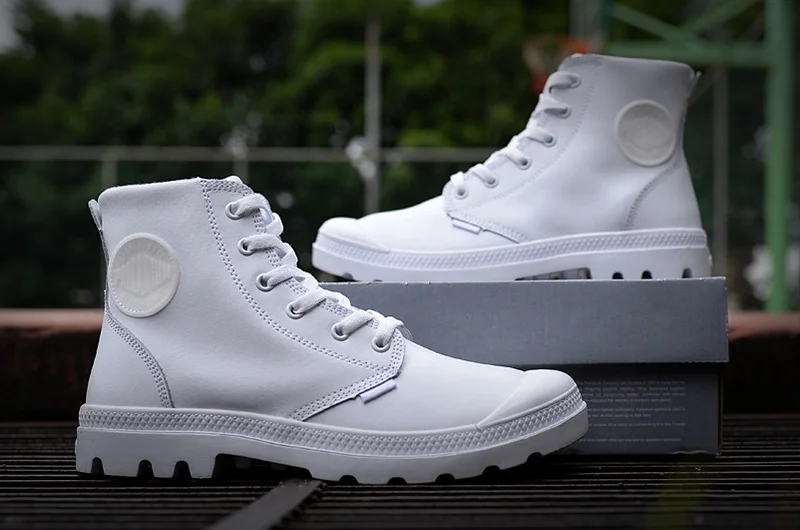 PALLADIUM/женские черные и белые кроссовки средней высоты в стиле солдат женская