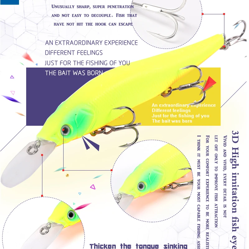 MermaidKnight Рыболовная Приманка Minnow 110 мм 14 г вольфрамовый шар Crankbait приостанавливает