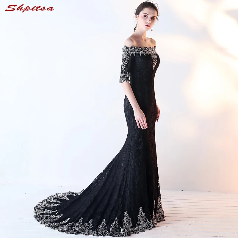 Black Lace Mother of the Bride Dresses for Weddings Off Shoulder Mermaid Evening Groom Godmother | Свадьбы и торжества