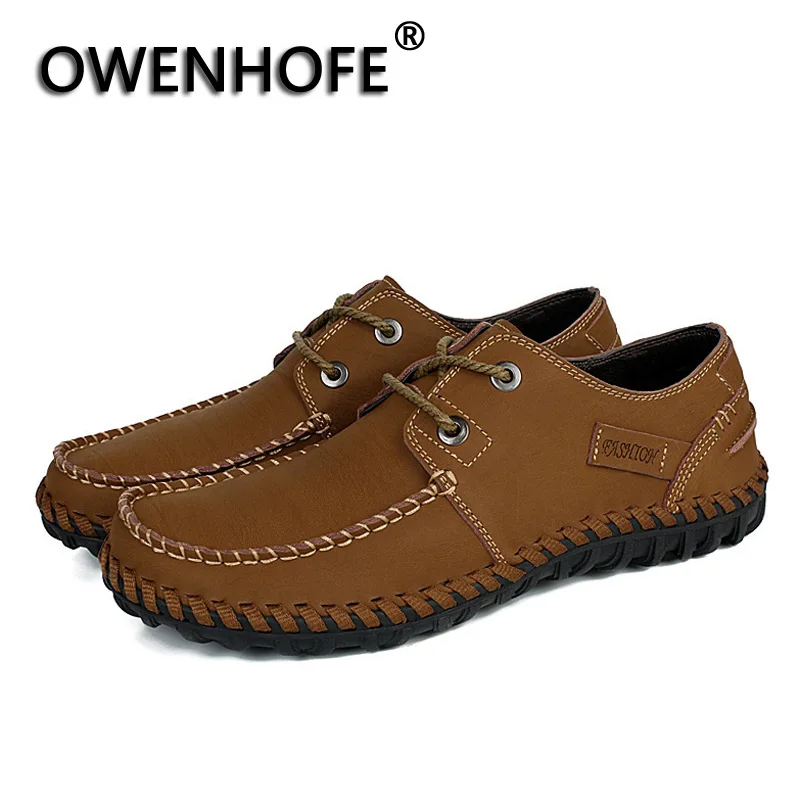 Удобная Мужская обувь Кружево на шнуровке однотонные кожаные Обувь для Для