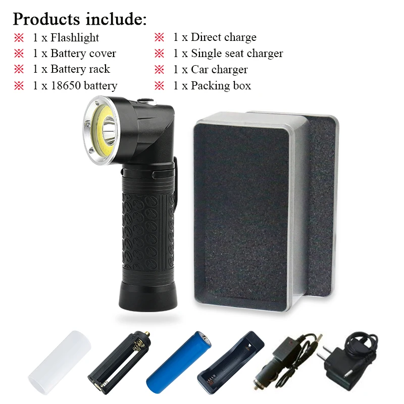 led flashlight C-Box Фонарик светодиодный фонарик 90 градусов складной xml t6 18650 Двойной источник света красный свет белый свет удара вспышки света Фонарь с магнитом - Испускаемый цвет: led flashlight C-Box