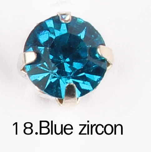 18. Blue zircon 30 цветов, 4 мм-8 мм, пришивные стразы, серебристые Стразы с кристаллами, для полного платья - Цвет: 18. Blue zircon