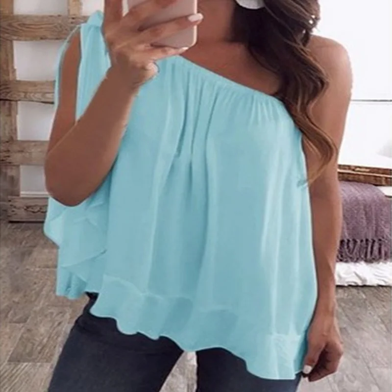 CALOFE одноцветные футболки с открытыми плечами женские шифоновые 2018 повседневные