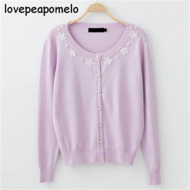 Женский вязаный свитер винтажный кардиган с цветочной вышивкой большие размеры