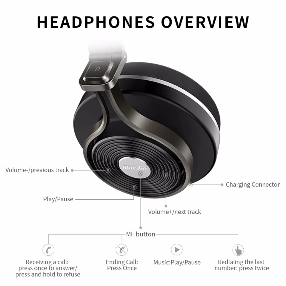 Bluedio T3 Bluetooth наушники с огромным басом и беспроводные BT4.1 для смарттелефонов а