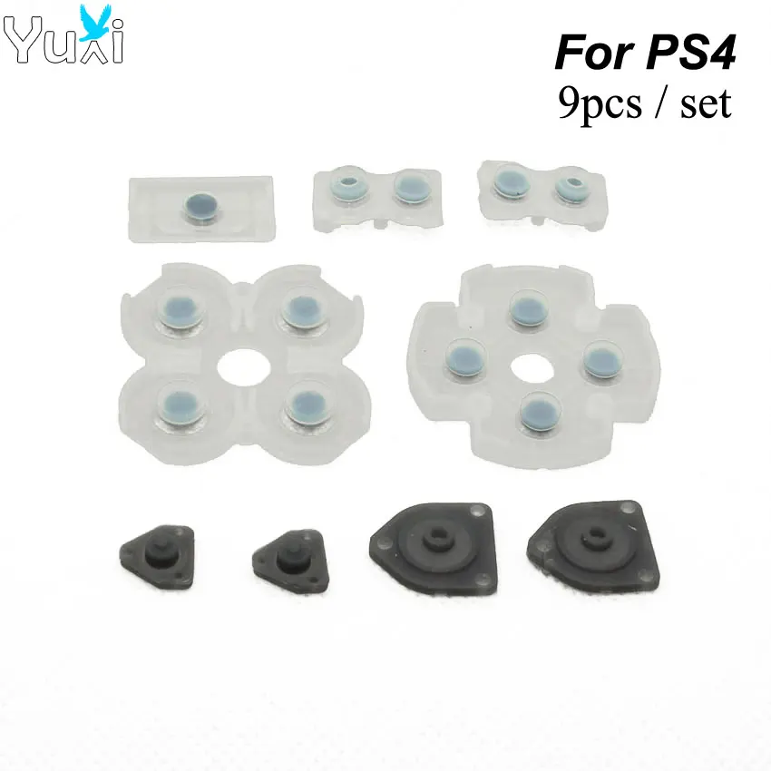 

YuXi 9pcs/set Silicone Conductive Rubber Adhesive Button Pad Keypads for Sony PS4 PlayStation DualShock 4 JDM-001 011 Controller