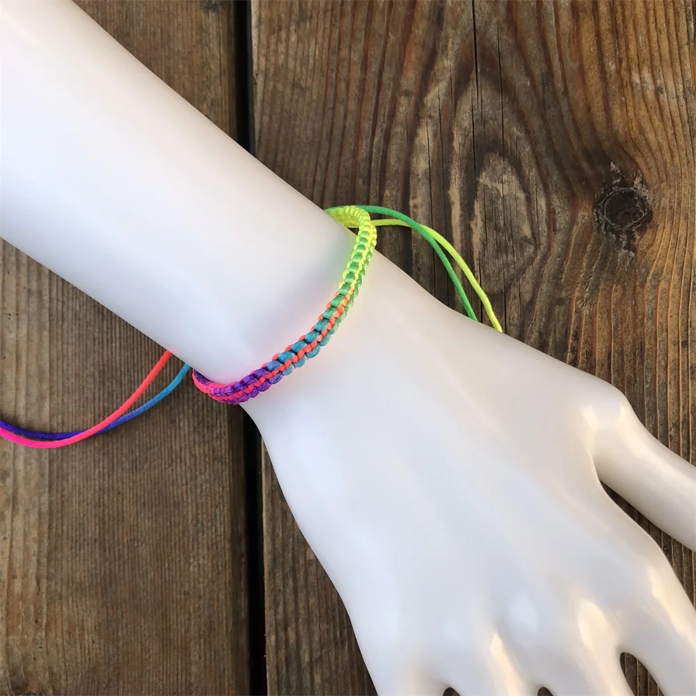 JOYE AliExpress браслет дружбы Радужный Шарм неоновые цвета неоновые браслеты ручной работы плетеный браслет ручная повязка с подвеской