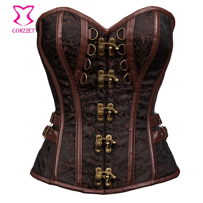 Женский Готический корсет коричневого цвета готический в стиле стимпанк Espartilhos E