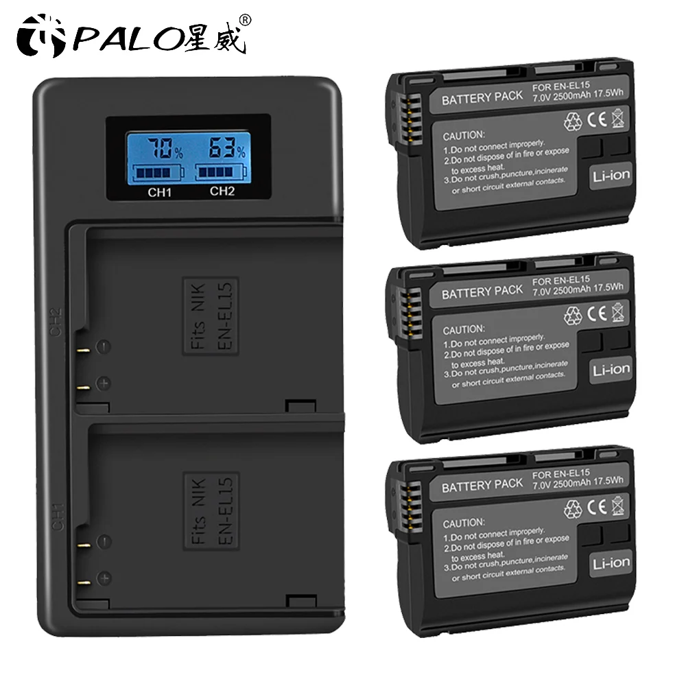 PALO EN-EL15 EN EL15 ENEL15 EL15A батареи + LCD двойное USB зарядное устройство для Nikon D600 D610 D600E D800