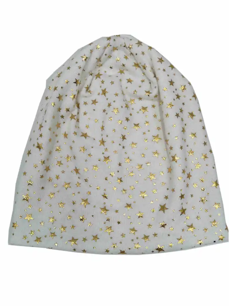 

B188029 2018 Newest good stretch Acrylic and spandex fashion full of little golden stars ,charming and comfortable beanies hat