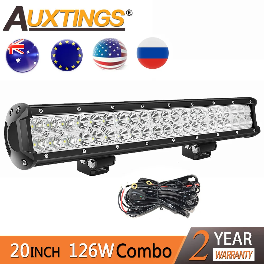 Auxtings 12v 24V 20 ''светодиодный светильник двухрядный светодиодный для вождения IP67