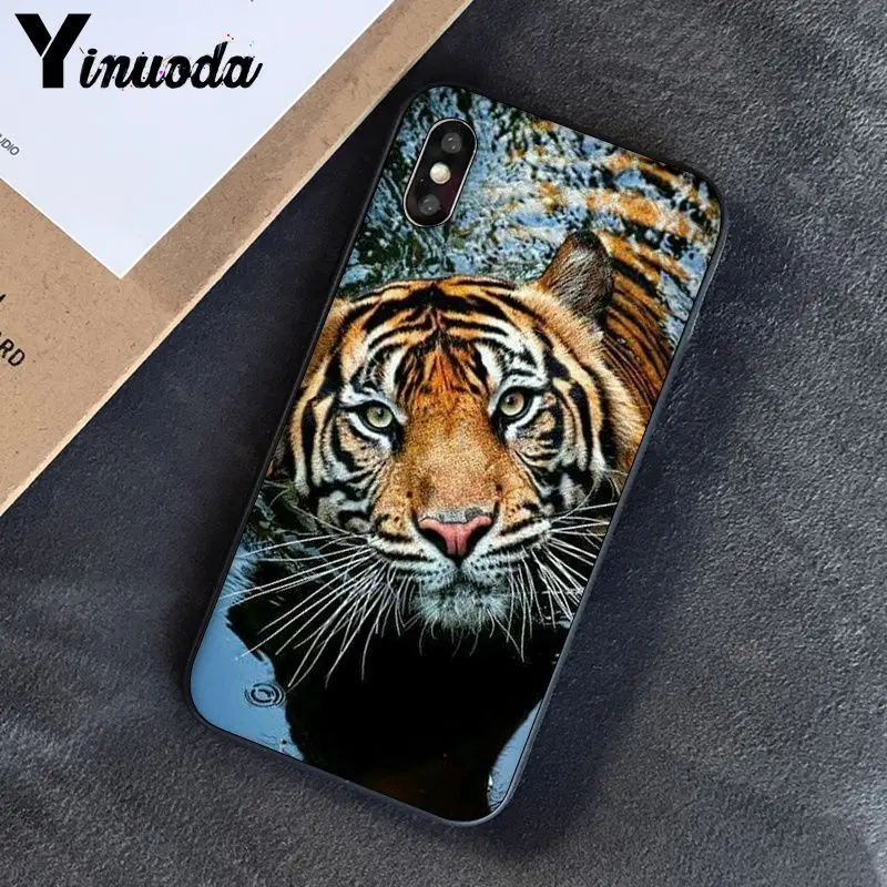 A2 Yinuoda Lion tiger Модный милый животный черный чехол для телефона чехол для Apple iPhone 8 7 6 6S Plus X XS MAX 5 5S SE XR чехлы - Цвет: A2