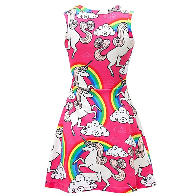 Baby Girls Unicorn Dress Party Supply Fairy Skater Animal Pattern clothing Summer Sleeveless Evening Silk sleepwears | Детская одежда и