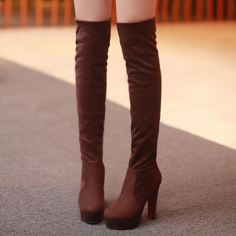 Женские сапоги женские зимние на платформе пикантные Сапоги выше колена Bota