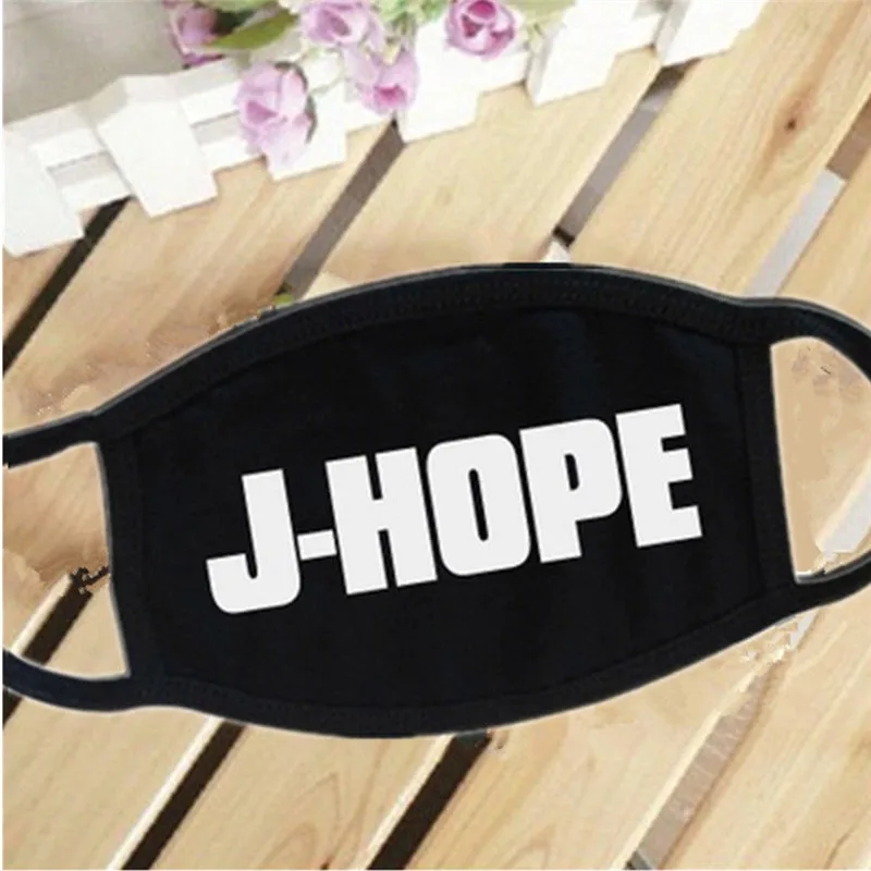 Черно-белая хлопковая Пылезащитная маска для лица Kpop с надписью Bangtan Boys "V" "JIN" "JIMIN" и т. Д., маска для рта для женщин и мужчин