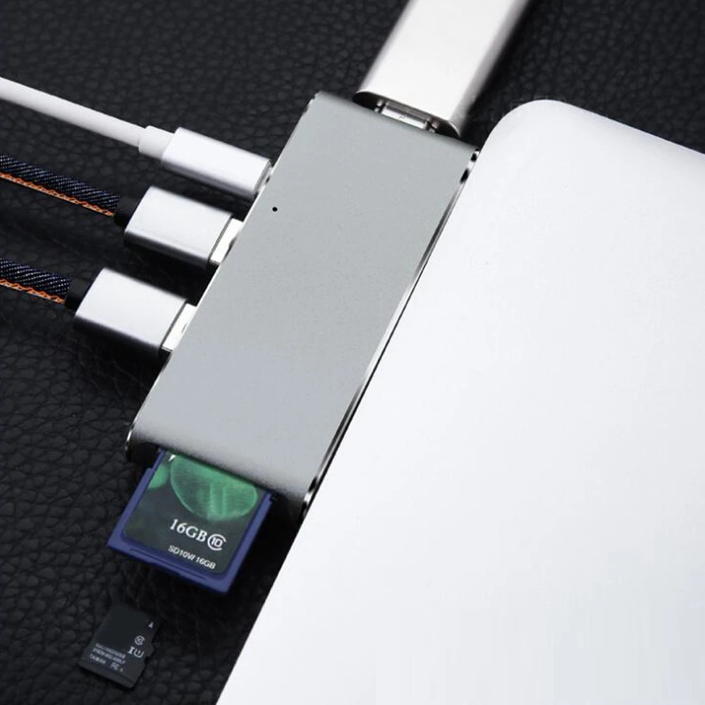 10 шт./лот 6 в 1 USB 3 Type C 4K HDMI 0 SD TF кардридер концентратор зарядный адаптер для MacBook Pro