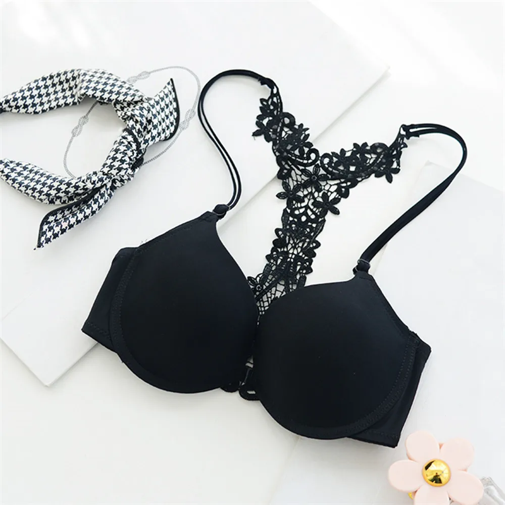 Женский сексуальный кружевной бюстгальтер пуш ап однотонный на косточках