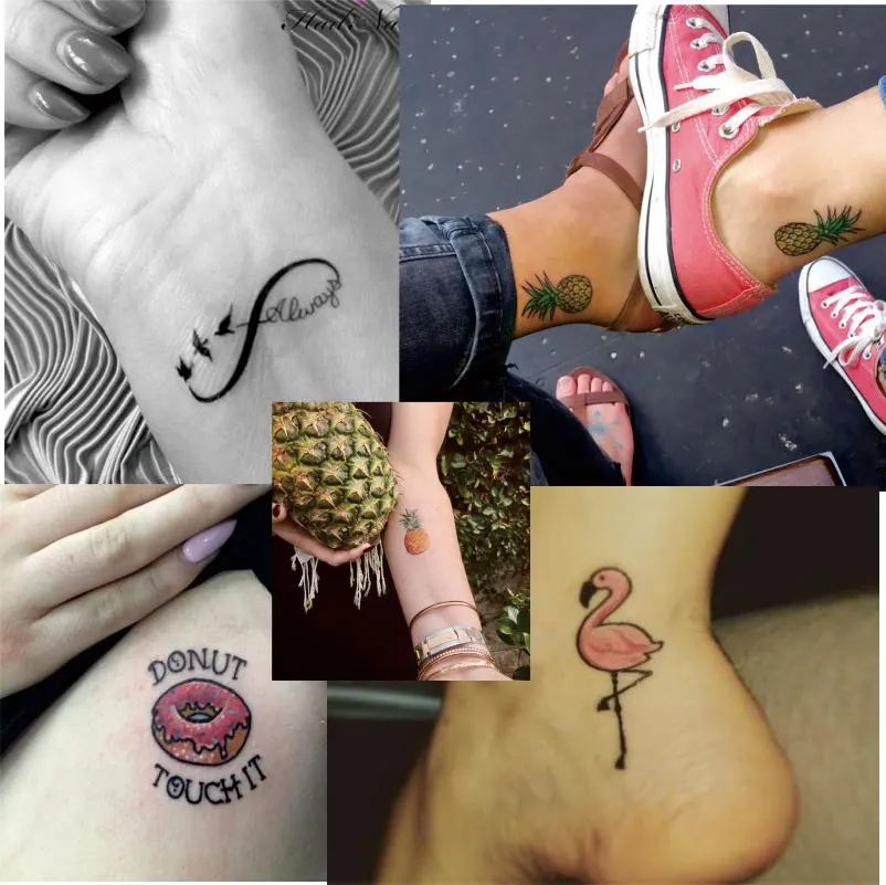 1 шт. временная татуировка в виде фламинго с пончиком ананасом |