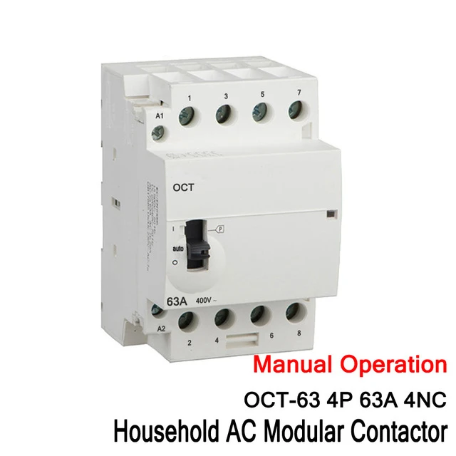 OCT-63 Series 4P 40A/63A Manual Operation AC Household Din Rail Modular Contactor 220V/230V 50/60Hz Contact 4NO/2NO+2NC/4NC images - 6