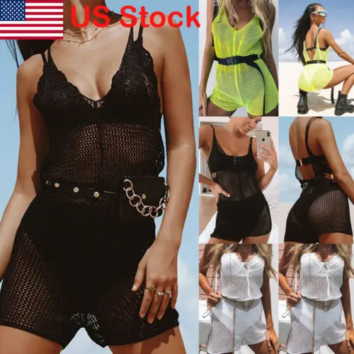 Женский сетчатый Облегающий комбинезон сексуальный пляжный купальник с