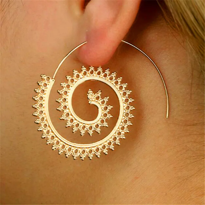 Yiustar 2017 Новое поступление большой вихревой Серьги для Для женщин простой улитка